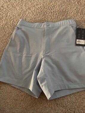 Men's Light Blue Athletic Shorts with Snap Waist
